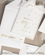 WEDDING INVITATIONS gold / rose gold / silver / glitter beaded bespoke Elegant pure white Gold Wedding Invitation Suite, Beaded Perls Wedding Cards, luxury Wedding Stationery, silk ribbon, vellum beaded etui with your monogram21