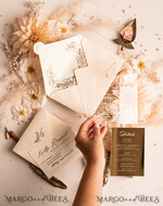 WEDDING INVITATIONS gold / rose gold / silver / glitter Acrylic Wedding invitations suite, Glamour Wedding Invitations, Golden Shine Wedding Invitation Suite, Luxury Gold Wedding Cards16