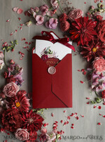 WEDDING INVITATIONS gold / rose gold / silver / glitter Romantic Red Wedding Invites With Bow, Glamour Floral Wedding Invitations, Indian Luxury Gold Foil Wedding Cards, Bespoke Burgundy Pocket Wedding Invitation Suite8