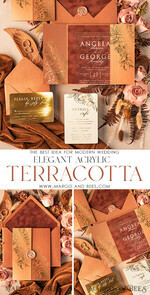 WEDDING INVITATIONS gold / rose gold / silver / glitter Bespoke Acrylic Gold wedding invitation, Glamour Velvet Terracotta Wedding Invitations • Golden Shine Plexi Wedding Invitation Suite • Luxury Wedding Cards wax seal Copper6