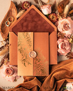 WEDDING INVITATIONS gold / rose gold / silver / glitter Bespoke Acrylic Gold wedding invitation, Glamour Velvet Terracotta Wedding Invitations • Golden Shine Plexi Wedding Invitation Suite • Luxury Wedding Cards wax seal Copper6