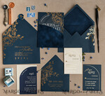 WEDDING INVITATIONS gold / rose gold / silver / glitter Navy Gold Arch Wedding invitations, Plexi Pocket Velvet Wedding Invitations, Dark Blue Gold Wedding Invitation Suite, Elegant  Wedding Cards33