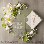 WEDDING INVITATIONS gold / rose gold / silver / glitter Sage Green Acrylic Wedding invitations suite, Luxury Frozen Acryl Wedding Invitations • Glamour Gold Wedding Invitation Suite • Luxury Acrylic Wedding Cards5