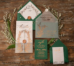 WEDDING INVITATIONS gold / rose gold / silver / glitter  Luxury Greenery Gold Wedding Invitations, Elegant Emerald Green Wedding Cards, Bespoke White Vellum Wedding Invitation Suite, Golden Shine Wedding Invites12