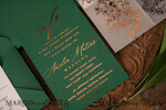 WEDDING INVITATIONS gold / rose gold / silver / glitter  Luxury Greenery Gold Wedding Invitations, Elegant Emerald Green Wedding Cards, Bespoke White Vellum Wedding Invitation Suite, Golden Shine Wedding Invites12