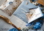 WEDDING INVITATIONS gold / rose gold / silver / glitter Bespoke Acrylic Ice blue wedding invitation, Glamour dusty blue Wedding Invitations, Modern Golden Plexi Wedding Invitation Suite,Boho Glam Wedding Cards wax seal 22