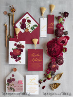 WEDDING INVITATIONS gold / rose gold / silver / glitter Luxury Arabic Wedding Invitation Suite, Golden Shine Wedding Invitations, Glamour Burgundy Indian Wedding Cards, Floral Pocket Wedding Invites With Gold Tassel4