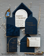 WEDDING INVITATIONS gold / rose gold / silver / glitter Elegant Arch Wedding Invitations Navy Blue, Velvet Pocket Dark blue Gold Modern Wedding, Wedding Invitation Suite, Arch Velvet Pocket Invitation set14
