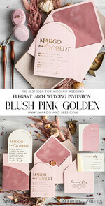 WEDDING INVITATIONS gold / rose gold / silver / glitter Arch Wedding Invitation suite, Blush Pink Golden Wedding Invitations with Rsvp Velvet Pocket, Blush Pink Modern Wedding Cards19