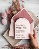 WEDDING INVITATIONS gold / rose gold / silver / glitter Arch Wedding Invitation suite, Blush Pink Golden Wedding Invitations with Rsvp Velvet Pocket, Blush Pink Modern Wedding Cards19