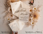 WEDDING INVITATIONS gold / rose gold / silver / glitter Boho Golden Ivory Wedding Invitations, Vellum Gold Wedding Cards, fine art  Wedding Invitation Suite, Bespoke Wedding Stationery11