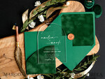 WEDDING INVITATIONS gold / rose gold / silver / glitter Emerald Green Velvet Wedding Invitations, Acrylic Arch Wedding Invites, Greenery Velvet Wedding Invitation Suite, Garden Modern Wedding Stationary, Boho Wedding Ideas Clear Transparent Wedding Invitation with rsvp, Green and Gold Acrylic Wedding Invitation Set5