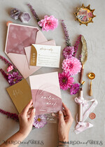 WEDDING INVITATIONS gold / rose gold / silver / glitter Arch Gold Acrylic wedding invitation suite, Velvet Pocket  Blush Pink Wedding Invites, Boho Wedding Invitations12