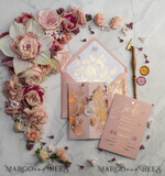 WEDDING INVITATIONS gold / rose gold / silver / glitter  Luxury Vellum Gold Foil Wedding Invitations, Elegant Blush Pink Wedding Invitation Suite, Glamour Wedding Cards, Golden Shine Wedding Invitation Suite69