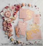 WEDDING INVITATIONS gold / rose gold / silver / glitter  Luxury Vellum Gold Foil Wedding Invitations, Elegant Blush Pink Wedding Invitation Suite, Glamour Wedding Cards, Golden Shine Wedding Invitation Suite69