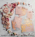 WEDDING INVITATIONS gold / rose gold / silver / glitter  Luxury Vellum Gold Foil Wedding Invitations, Elegant Blush Pink Wedding Invitation Suite, Glamour Wedding Cards, Golden Shine Wedding Invitation Suite69