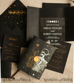 WEDDING INVITATIONS gold / rose gold / silver / glitter Halloween Gold Wedding Invitations, Black and Gold Acrylic Invitation set, Moon Tarot Wedding Invitation Cards, Gold Skeleton Wedding Set11