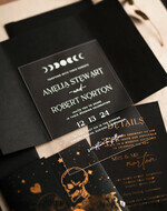 WEDDING INVITATIONS gold / rose gold / silver / glitter Halloween Gold Wedding Invitations, Black and Gold Acrylic Invitation set, Moon Tarot Wedding Invitation Cards, Gold Skeleton Wedding Set11