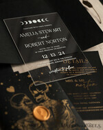 WEDDING INVITATIONS gold / rose gold / silver / glitter Halloween Gold Wedding Invitations, Black and Gold Acrylic Invitation set, Moon Tarot Wedding Invitation Cards, Gold Skeleton Wedding Set11