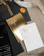 WEDDING INVITATIONS gold / rose gold / silver / glitter Halloween Gold Wedding Invitations, Black Gloss Acrylic Invitation set, Spooky plexi Invites Goth Wedding Invitation Cards, Gold Skeleton Wedding Set36