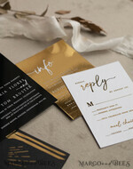 WEDDING INVITATIONS gold / rose gold / silver / glitter Halloween Gold Wedding Invitations, Black Gloss Acrylic Invitation set, Spooky plexi Invites Goth Wedding Invitation Cards, Gold Skeleton Wedding Set36