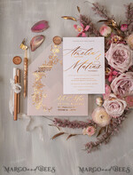 WEDDING INVITATIONS gold / rose gold / silver / glitter Glamour Golden Shine Wedding Invitations, Romantic Blush Pink Wedding Invitation Suite, Luxury Gold Foil Wedding Cards, Elegant White Vellum Invites16