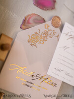 WEDDING INVITATIONS gold / rose gold / silver / glitter Glamour Golden Shine Wedding Invitations, Romantic Blush Pink Wedding Invitation Suite, Luxury Gold Foil Wedding Cards, Elegant White Vellum Invites16