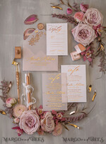 WEDDING INVITATIONS gold / rose gold / silver / glitter Glamour Golden Shine Wedding Invitations, Romantic Blush Pink Wedding Invitation Suite, Luxury Gold Foil Wedding Cards, Elegant White Vellum Invites16