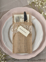 MENU & PROGRAMS rustic Burlap Silverware Holder With Twine, Rustic Lace table decor, Wedding Table Set, Table Setting, Burlap table decoration, Wedding Rustic Menu & Personalized Tag 3