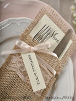 MENU & PROGRAMS rustic Burlap Silverware Holder With Ribbon, Rustic Lace table decor, Wedding Table Set, Table Setting, Burlap table decoration, Wedding Rustic Menu With Ribbon & Tag4
