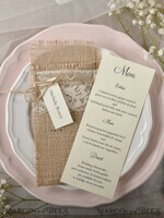 MENU & PROGRAMS rustic Burlap Silverware Holder, Rustic table decor, Wedding Table Set, Elegant Table Setting, Burlap table decoration, Wedding Rustic Menu With Burlap Twine And Tag  4