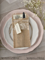 MENU & PROGRAMS rustic Burlap Silverware Holder, Rustic table decor, Wedding Table Set, Elegant Table Setting, Burlap table decoration, Wedding Rustic Menu With Burlap Twine And Tag  4