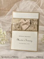 MENU & PROGRAMS rustic Rustic Wedding Program with Wooden heart, Barn Wedding Program, Eco Romantic Personalized Cards with Twine, Simple Ecru Wedding Program, Elegant Booklet Rustic Wedding Cards5