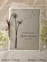 MENU & PROGRAMS rustic Rustic Dandelion Wedding Program with twine, Barn Wedding Program, Eco Romantic Personalized Cards, Simple Rustic Lace Wedding Program, Elegant Booklet Brown Wedding Cards7