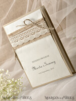 MENU & PROGRAMS rustic Ecru Rustic Wedding Program with Lace, Barn Wedding Program, Eco Romantic Personalized Cards with Twine, Simple Rustic Lace Wedding Program, Elegant Booklet Rustic Wedding Cards8
