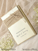 MENU & PROGRAMS rustic Rustic Wedding Program with Burlap, Barn Wedding Program, Eco Romantic Personalized Cards with Twine, Simple Rustic Wedding Program, Elegant Wooden Booklet Ecru Wedding Cards4