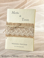 MENU & PROGRAMS rustic Rustic Wedding Program with Lace, Barn Wedding Program, Eco Romantic Personalized Cards with Twine, Simple Rustic Wedding Program, Elegant Booklet Ecru Wedding Cards4