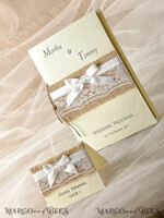 MENU & PROGRAMS rustic Rustic Wedding Program with Lace, Barn Wedding Program, Eco Romantic Personalized Cards with Ribbon, Simple Rustic Wedding Program, Elegant Booklet Ecru Wedding Cards4
