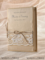 MENU & PROGRAMS rustic Rustic Wedding Program with Lace, Barn Wedding Program, Eco Romantic Personalized Cards with Twine, Simple Rustic Wedding Program, Elegant Booklet Brown Wedding Cards4