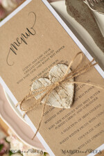 MENÜ & PROGRAMME  
 rustikal Rustikales Hochzeitsmenü mit Schnur, Hochzeitsdinner-Menü im Scheunenstil, ökologisch romantische personalisierte Karten mit Holzherz, Kraft-Hochzeitsmenü, einfaches rustikales Jute-Hochzeitsmenü, elegante Hochzeitsmenükarten.6