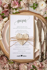 MENU & PROGRAMS rustic Rustic Wedding Menu with Twine, Barn Wedding Dinner Menu, Eco Romantic Personalized Cards with Wooden Heart, Kraft Wedding Menu, Simple Rustic Burlap Wedding Menu, Elegant White Wedding Menu Cards5
