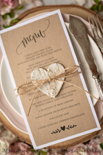 MENU & PROGRAMS rustic Rustic Wedding Menu with Burlap Twine, Barn Wedding Dinner Menu, Eco Romantic Personalized Cards with Wooden Heart, Wooden Heart Kraft Wedding Menu, Simple Rustic Wedding Menu, Elegant Brown Wedding Menu Cards4