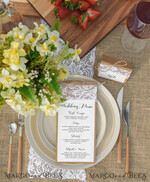 MENU & PROGRAMS rustic Rustic Wedding Menu with Lace, Barn Wedding Dinner Menu, Eco Romantic Personalized Cards, Kraft Wedding Menu, Simple Rustic Lace Wedding Menu, Elegant Cards    2