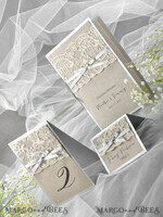 TABLE DECOR SIGNS Wood Eco Rustic Table numbers Romantic Wedding Table Numbers with Grey Ribbon, Vintage Lace Personalized Table Cards, Light Grey and Brown Shabby Chic Wedding Table Décor, Rustic Wedding Table Sign5