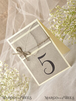 TABLE DECOR SIGNS Wood Eco Rustic Table numbers Rustic Wedding Table Numbers with Natural Burlap Twine, Barn Wedding Table Cards, Romantic Personalized Cards with Leaf decor, Simple Rustic Wedding Table Signs4