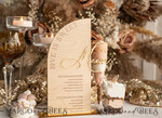 TABLE DECOR SIGNS Wood Eco Rustic Table numbers Rustic Wooden Half Arch Dessert Menu with Stand, Country Barn Wood Acrylic gold Candy Bar Sign, Natural Wood Gold Plexi Table Dessert Menu Wedding Table Decor, Wedding Signage Golden mirror and Wooden Candy Bar Menu 10