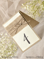 TABLE DECOR SIGNS Wood Eco Rustic Table numbers Rustic Wedding Table Numbers with Natural Burlap And Twine, Barn Wedding Table Cards, Elegant Eco Romantic Personalized Cards, Simple Rustic Wedding Table Decor3