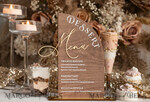 TABLE DECOR SIGNS Wood Eco Rustic Table numbers Rustic Wooden Half Arch Dessert Menu with Stand, Country Barn Wood Acrylic gold Candy Bar Sign, Natural Wood Gold Plexi Table Dessert Menu Wedding Table Decor, Wedding Signage Golden mirror and Wooden Candy Bar Menu 10