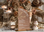 TABLE DECOR SIGNS Wood Eco Rustic Table numbers Rustic Wooden Half Arch Dessert Menu with Stand, Country Barn Wood Acrylic gold Candy Bar Sign, Natural Wood Gold Plexi Table Dessert Menu Wedding Table Decor, Wedding Signage Golden mirror and Wooden Candy Bar Menu 10