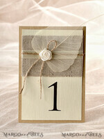 TABLE DECOR SIGNS Wood Eco Rustic Table numbers Rustic Eco Wedding Table Numbers with Burlap Twine, Natural Simple Wedding Table Cards, Personalized Cards with Rose and Leaf, Simple Rustic Wedding Table Décor2